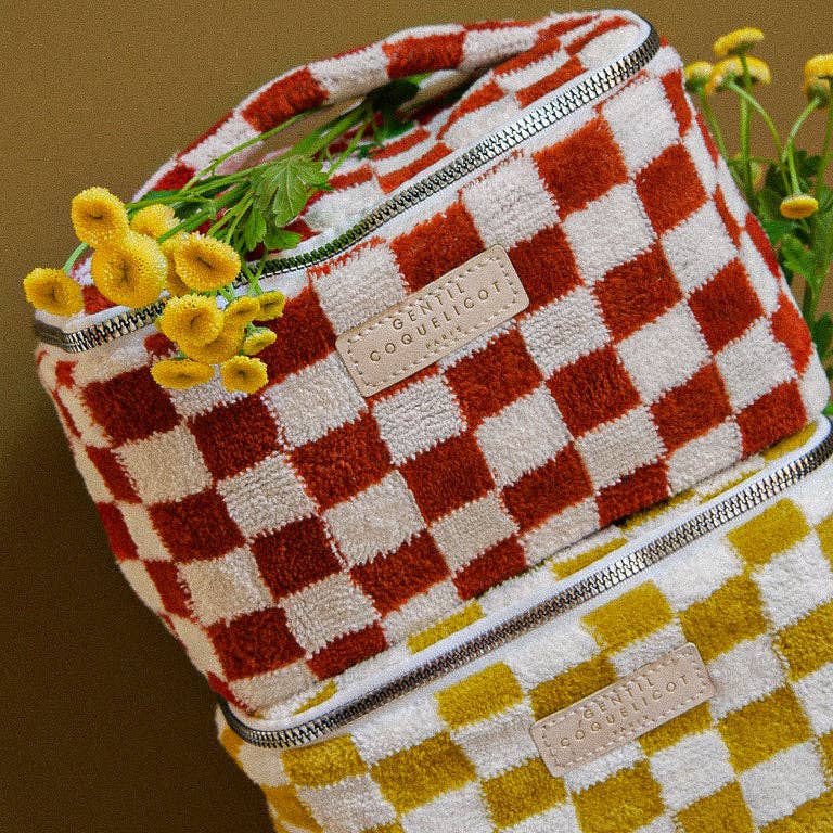 Vanity éponge à damier moutarde