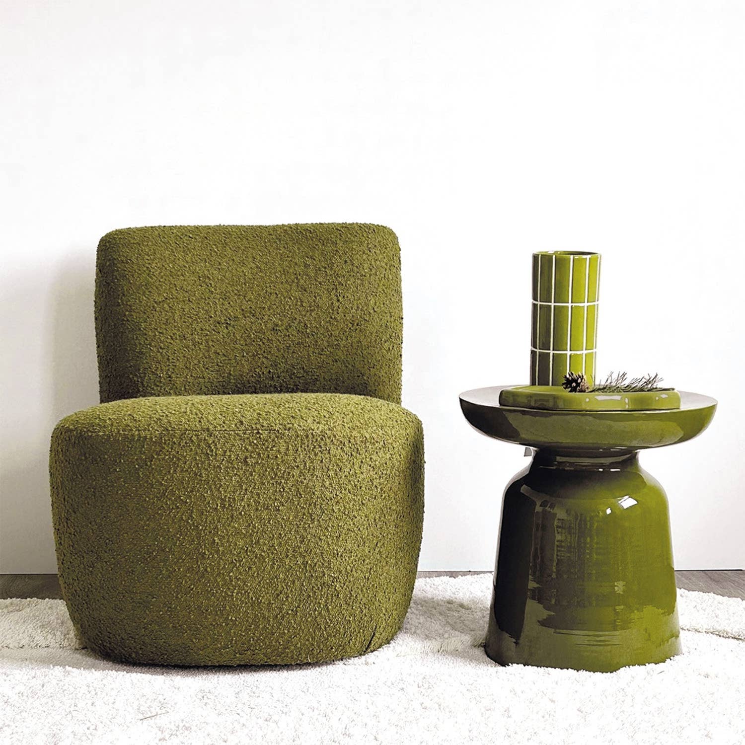 Vase carrelage kaki