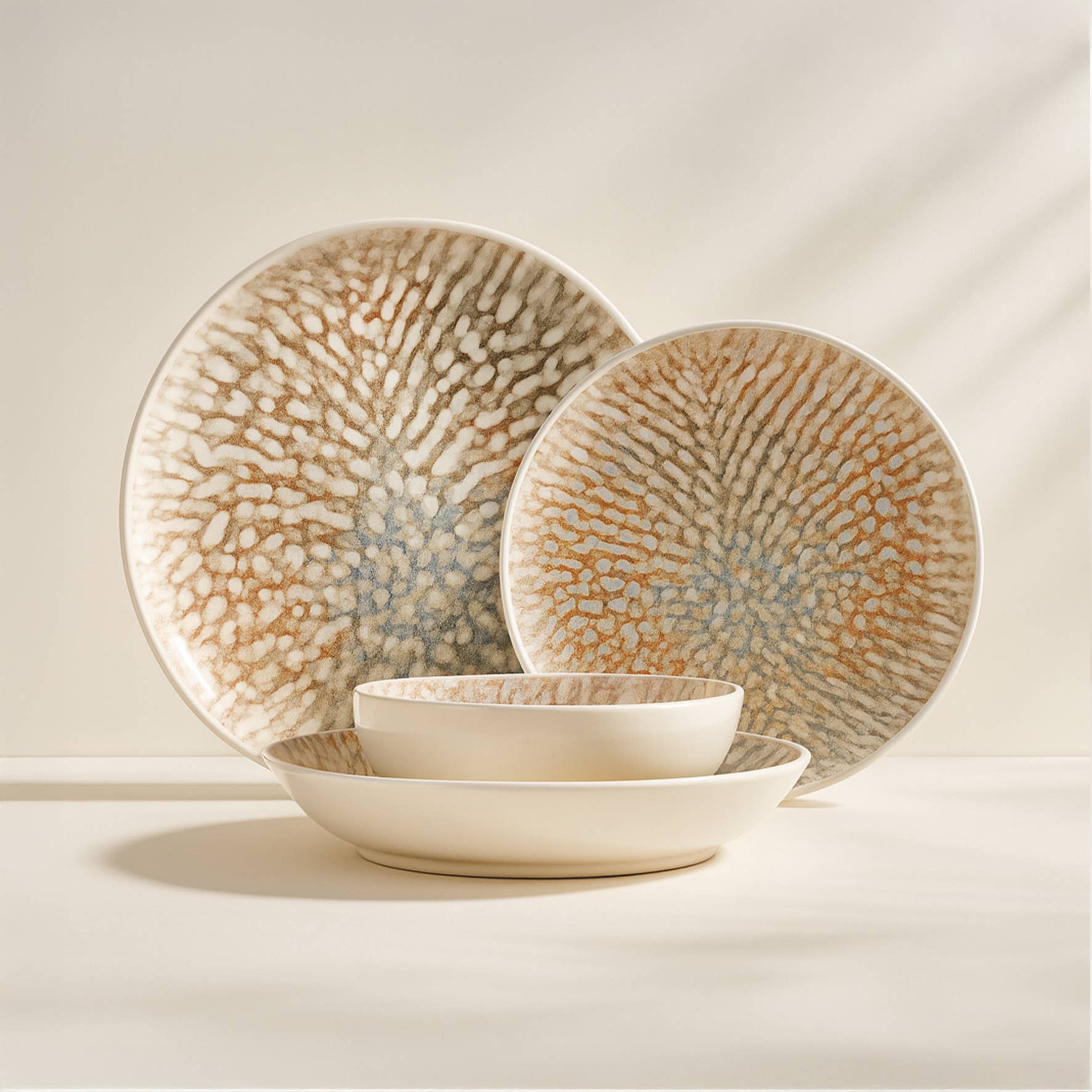Assiette dessert ambre 20cm en grès marron et beige