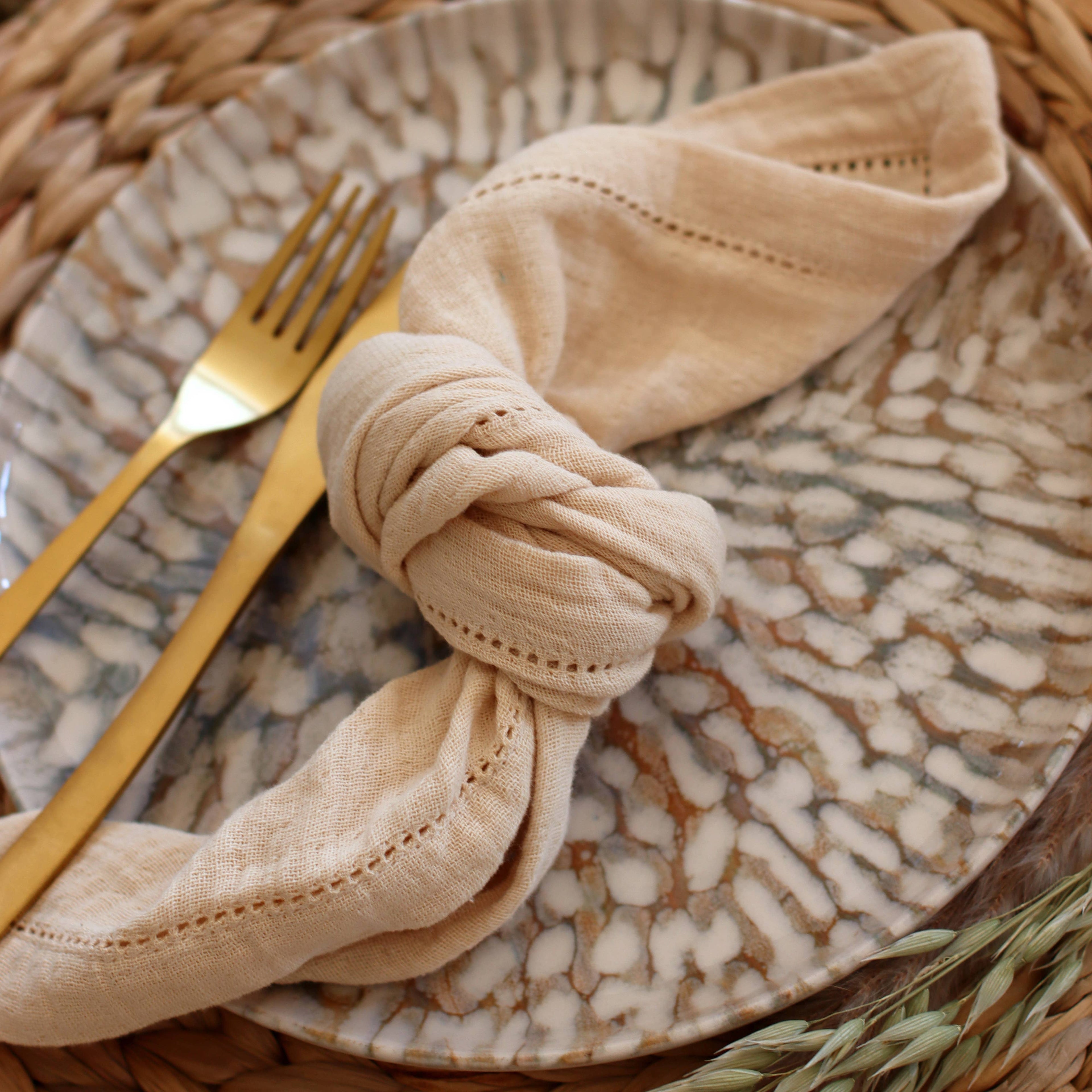Assiette dessert ambre 20cm en grès marron et beige