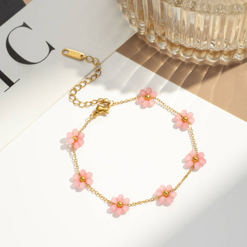 Bracelet acier inoxydable petite fleur