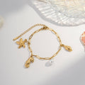 Bracelet à breloques marines doré en acier inoxydable