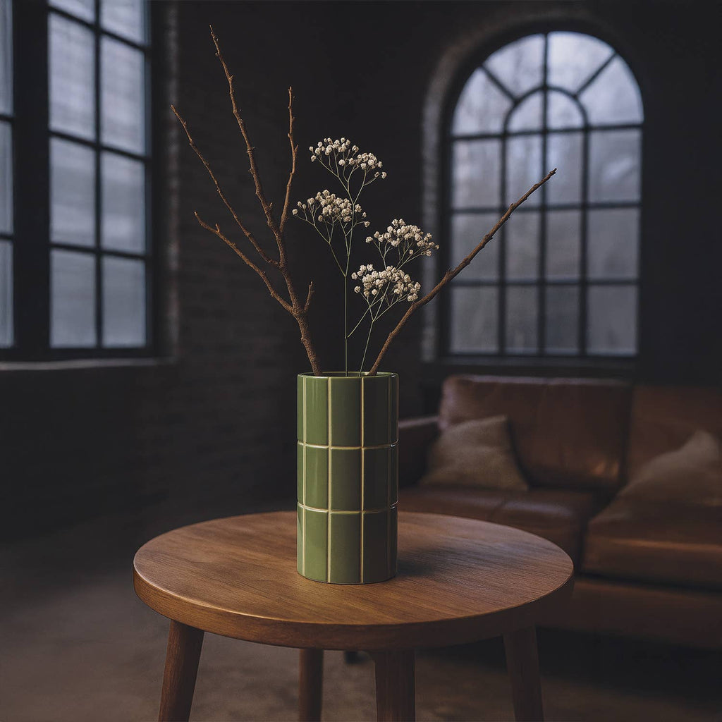 Vase carrelage kaki