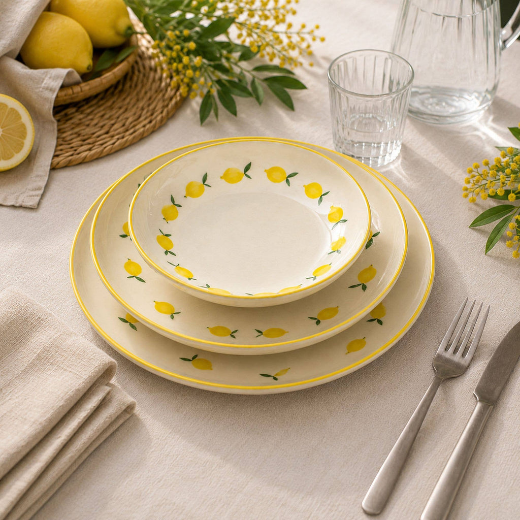 Assiette creuse 20,5cm en grès CITRON