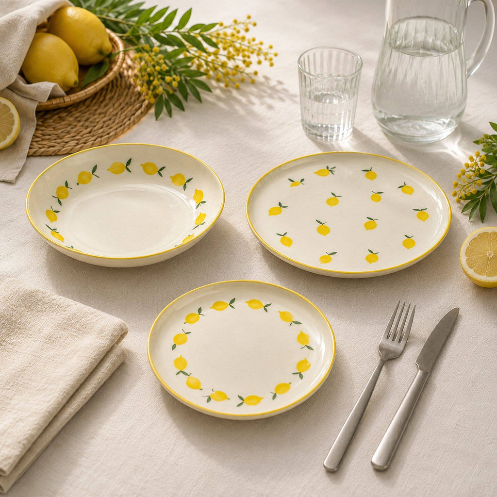 Assiette creuse 20,5cm en grès CITRON