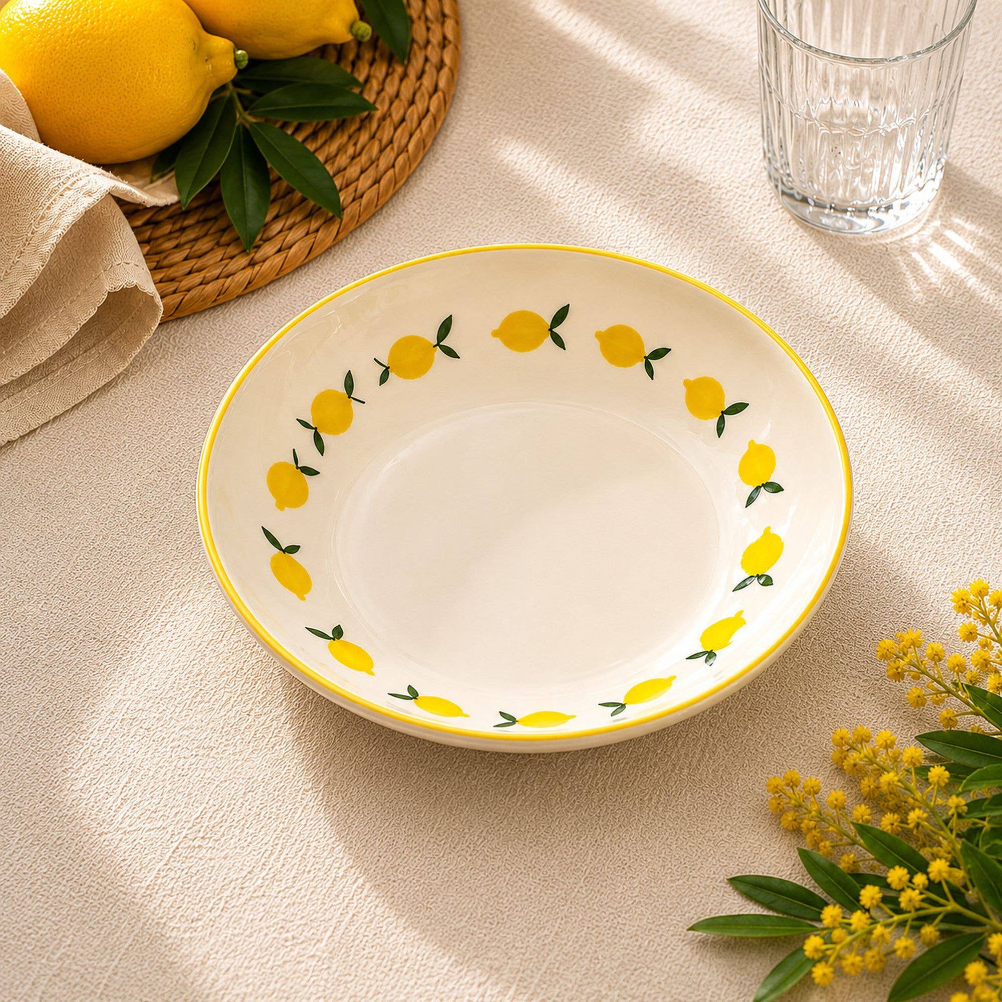 Assiette creuse 20,5cm en grès CITRON
