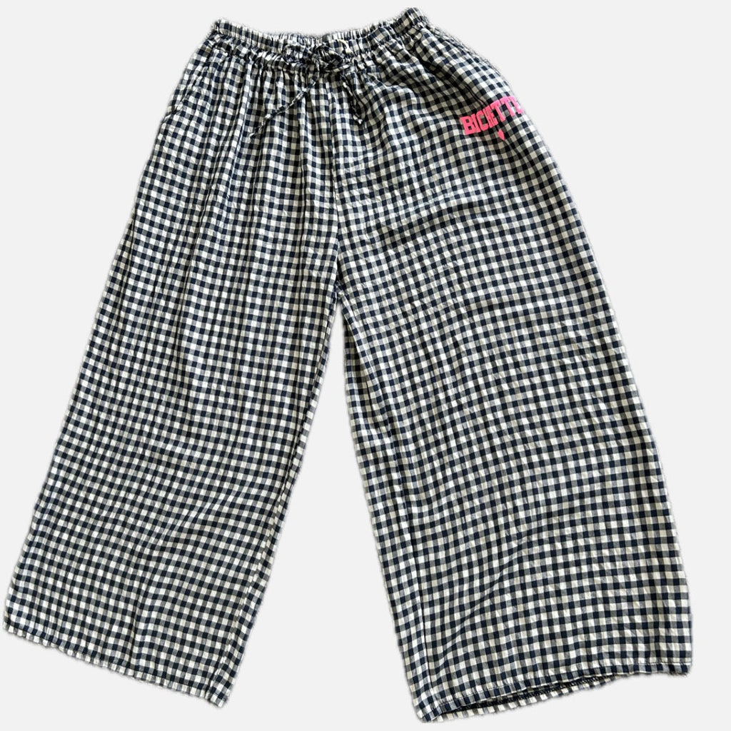 Pantalon vichy bleu marine élastique BICHETTE rose