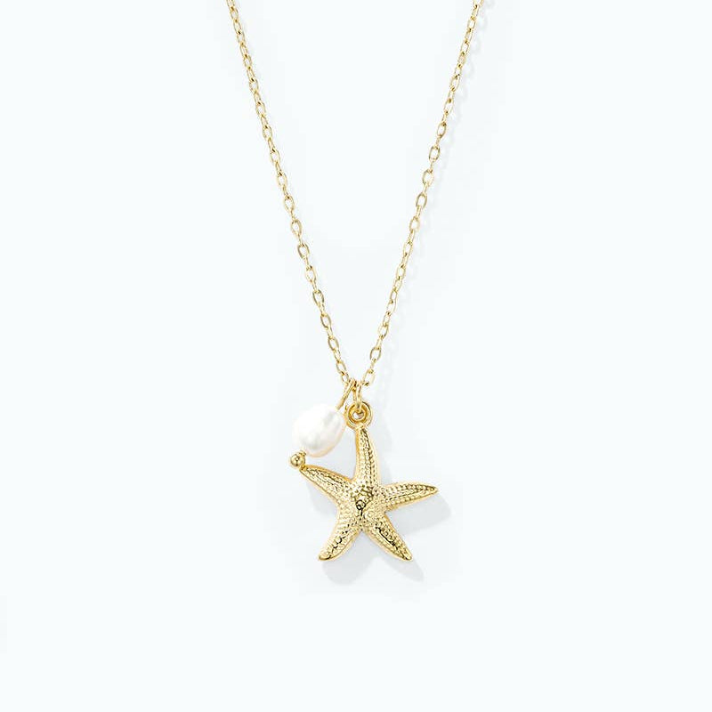 Collier fin étoile de mer chaîne en acier inoxydable