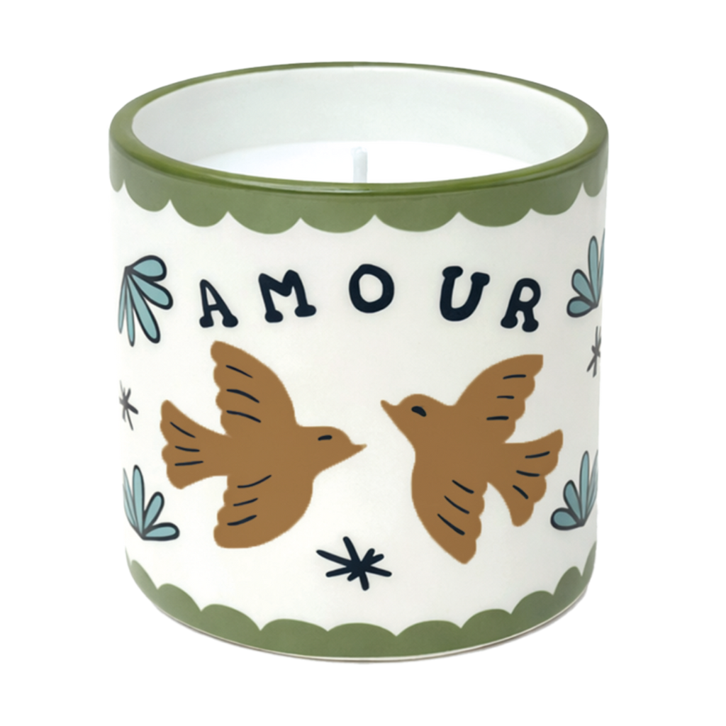 Bougie muse amour oiseaux ambre