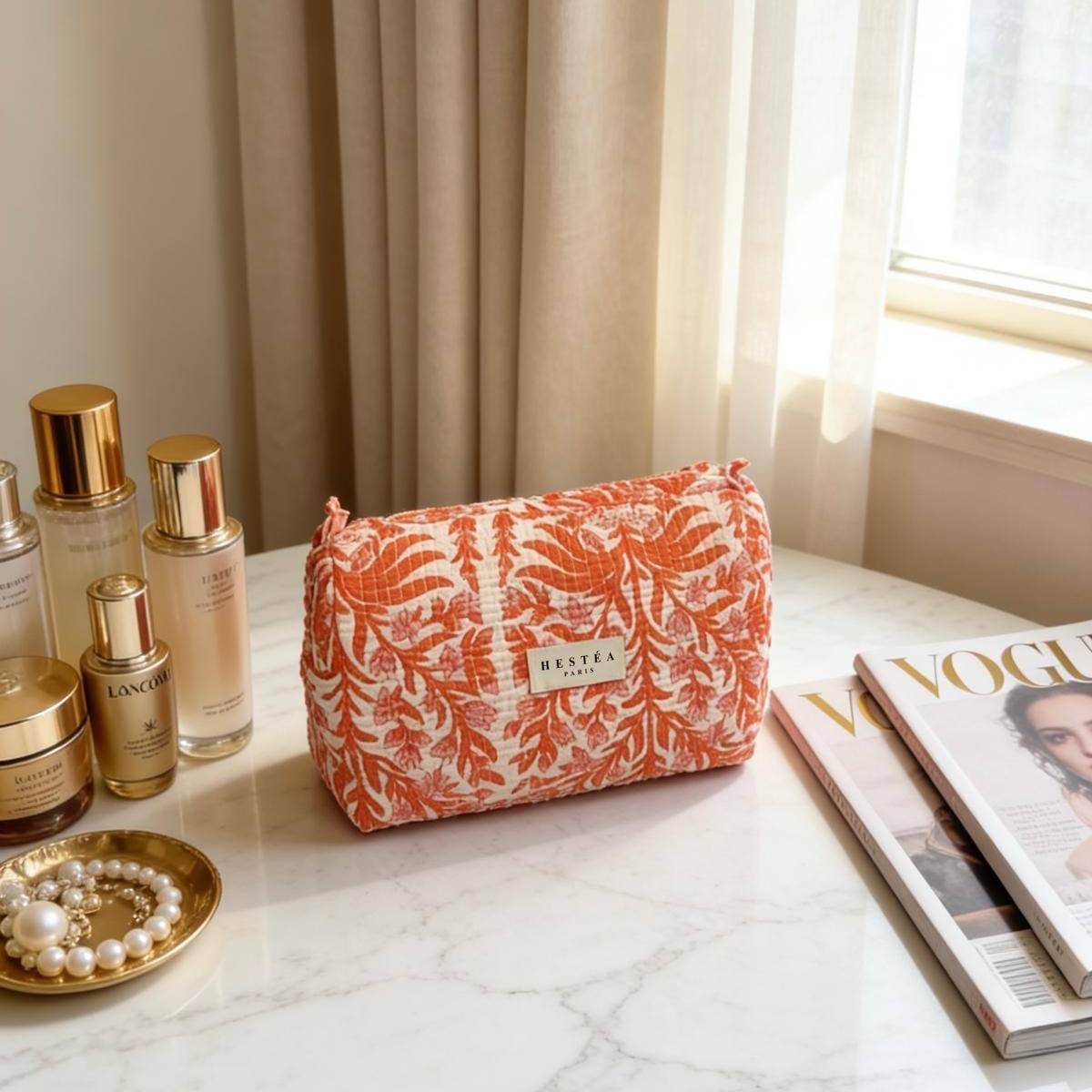 Trousse maquillage en coton matelassé - Margaux