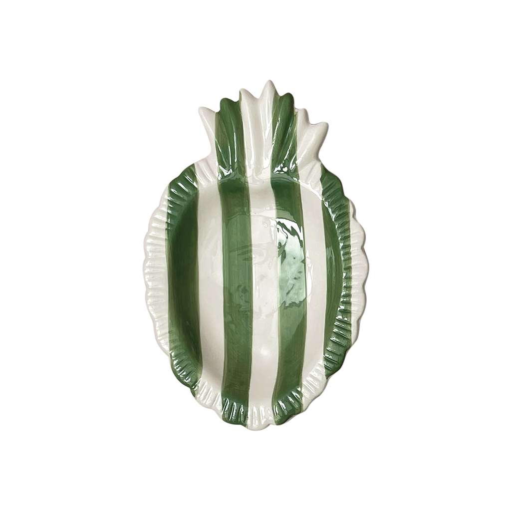 Coupelle Ex-voto rayure vert L17 P11 H2,2cm