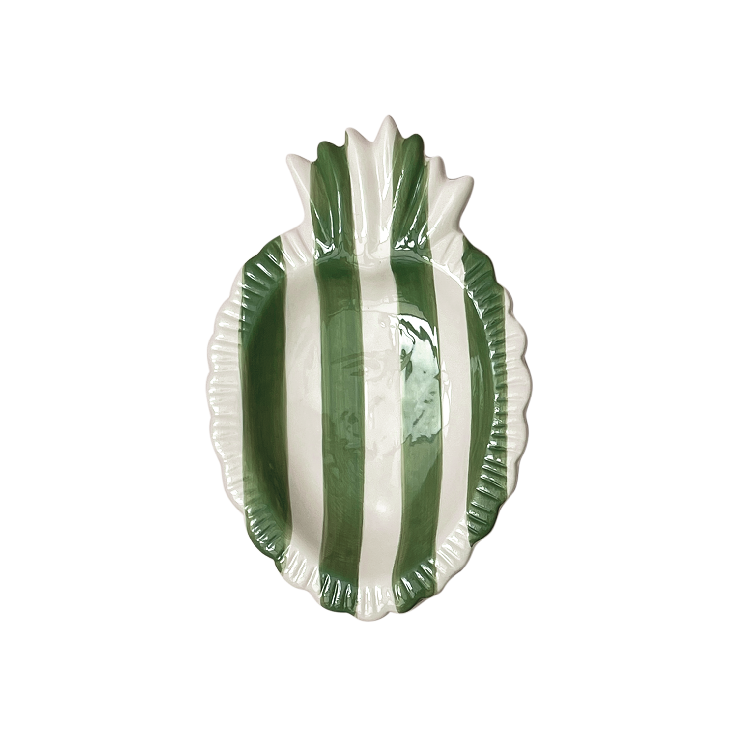 Coupelle Ex-voto rayure vert L17 P11 H2,2cm