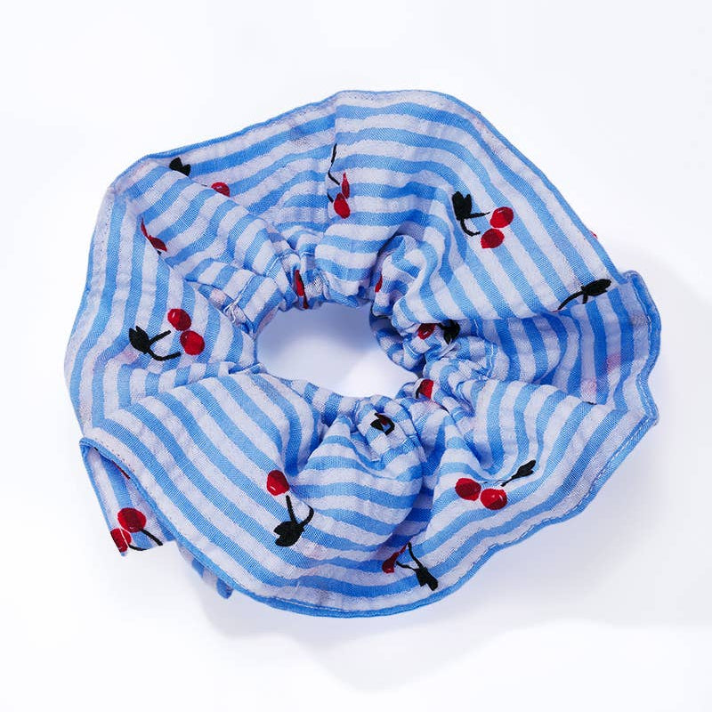 Chouchou rayé motif cerises