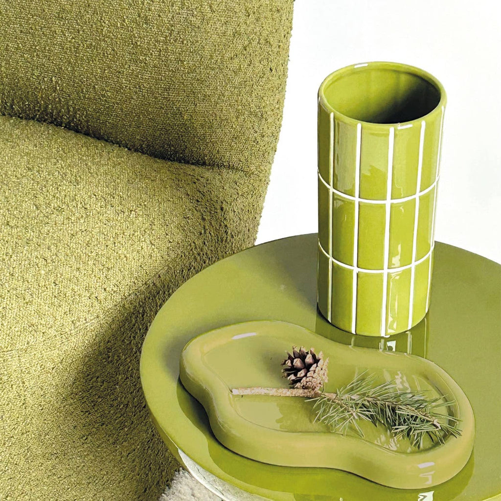 Vase carrelage kaki