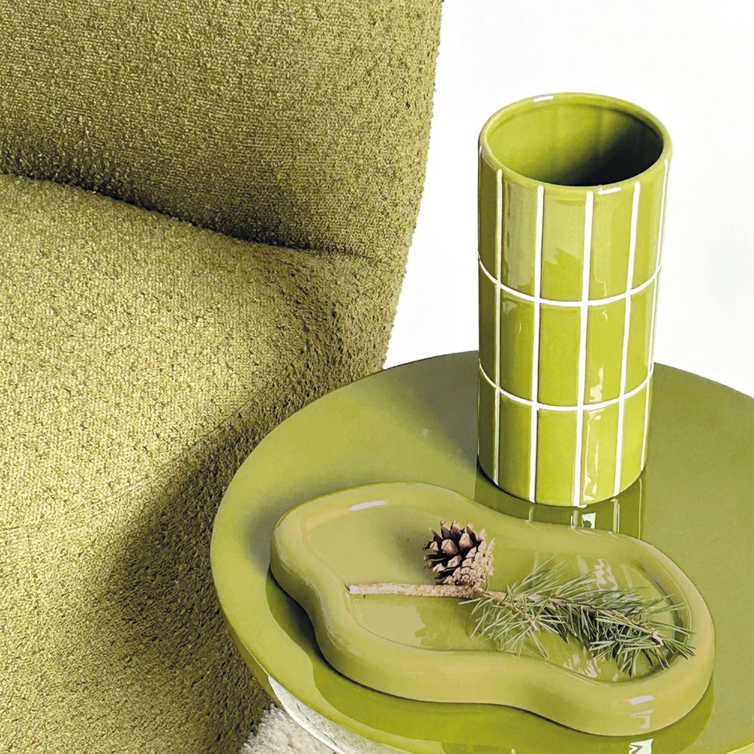 Vase carrelage kaki